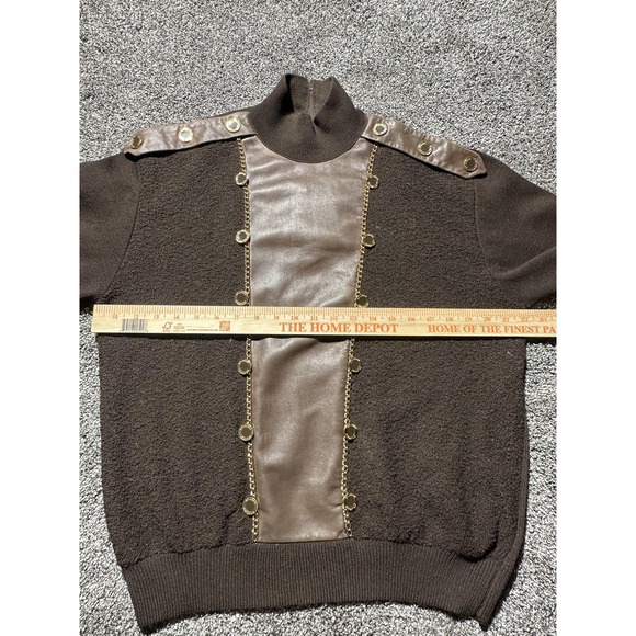 St John Sweater Pants Set Womens Medium Brown Gold Chain Detail Made USA Damaged - Picture 10 of 16